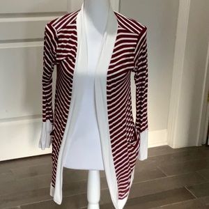 Grace & Lace wine and white striped cardigan